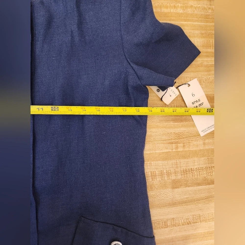 VTG KELLY GRAHAM 100% Linen Navy Blue Dress, size 6 - Picture 11 of 13